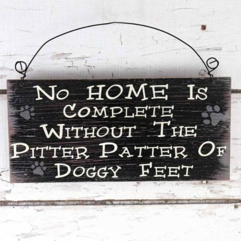 "PITTER PATTER OF DOGGY FEET' WOOD WALL SIGN